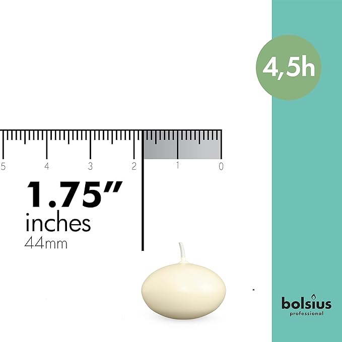 BOLSIUS Unscented Floating Candles - Pure Rich Creamy Ivory, 20 Set - Smokeless, European Quality - Imbue Breathtaking Ambiance for Romantic Wedding Centerpieces, Decorations, Events, Holiday Parties