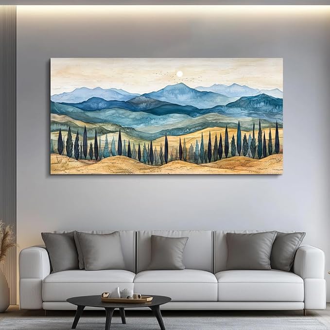 ZUITINGHUA Large Wall Decor For Living Room Canvas Wall Art For Office Modern Wall Decorations For Bedroom Mountains Landscape Painting Abstract Pictures Artwork Room Home Decor 24x48 In
