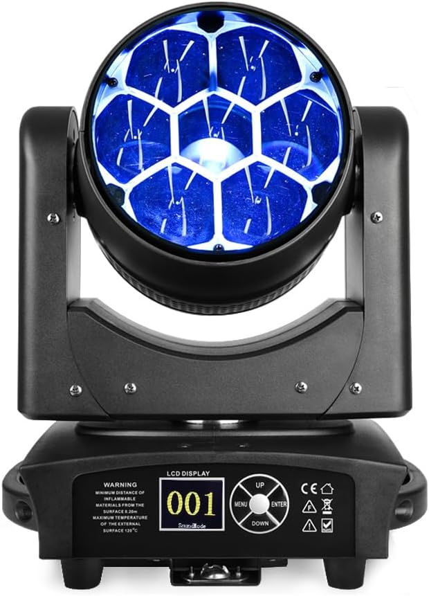 BETOPPER LM0740 Moving Head Light 7x40W RGBW Beam/Wash/Zoom/CTO Effect Bee Eye LED Stage Lighting Spot Lights with Sound Activated for DJs, Bars, Christmas, and Home Party Lighting,1 Pack
