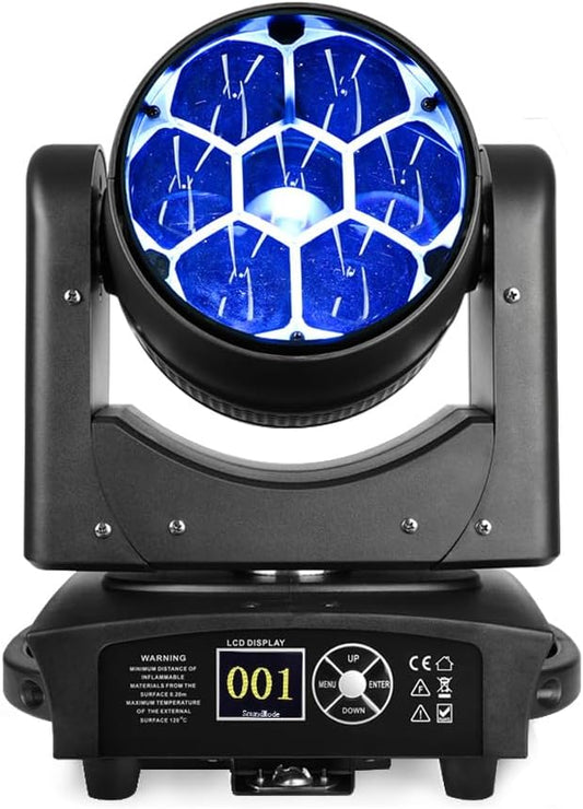 BETOPPER LM0740 Moving Head Light 7x40W RGBW Beam/Wash/Zoom/CTO Effect Bee Eye LED Stage Lighting Spot Lights with Sound Activated for DJs, Bars, Christmas, and Home Party Lighting,1 Pack