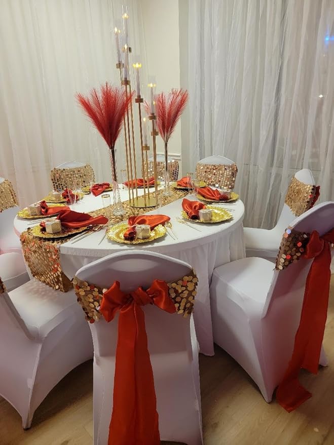 Gold Candelabra Wedding Centerpieces for Tables,Tall Floor Candelabra Fluted Candle Holder Set with Acylic Lamp for Baby Shower Birthday Party Decor candelabros para centros de mesa(10PCS)