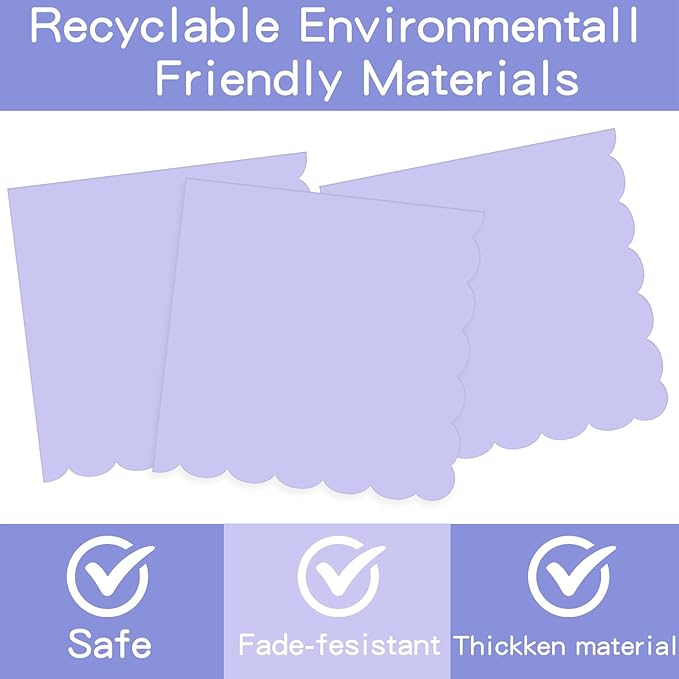 140 Pcs Lavender Paper Plates and Napkins, Light Purple Party Supplies Include Scalloped Lavender Plates Napkin Cup Plastic Cutlery for Garden Party, Baby Shower, Wedding, Birthday