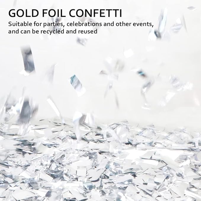 250Grams Rectangle Silver Metallic Confetti, Large Glitter Throwing Metallic Foil Confetti, Table Scatter Confetti Decorations for Wedding, Graduation Party, Birthday, Silver