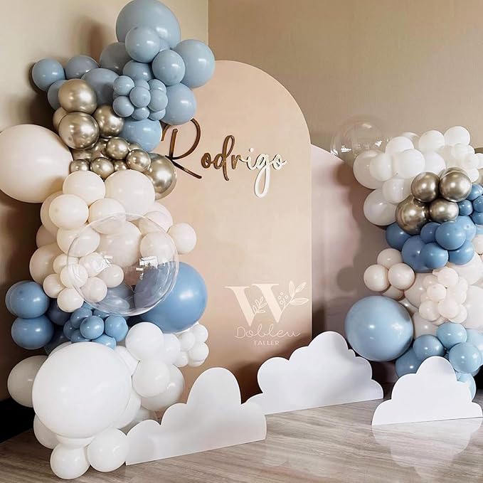 Blue Balloons 12 Inch, 50 Pcs Pale Aqua Blue Balloon Muted Dusty Blue Latex Balloons Matte Retro Powder Light Blue Helium Balloons for Birthday Boho Baby Shower Bachelorette Party Decorations
