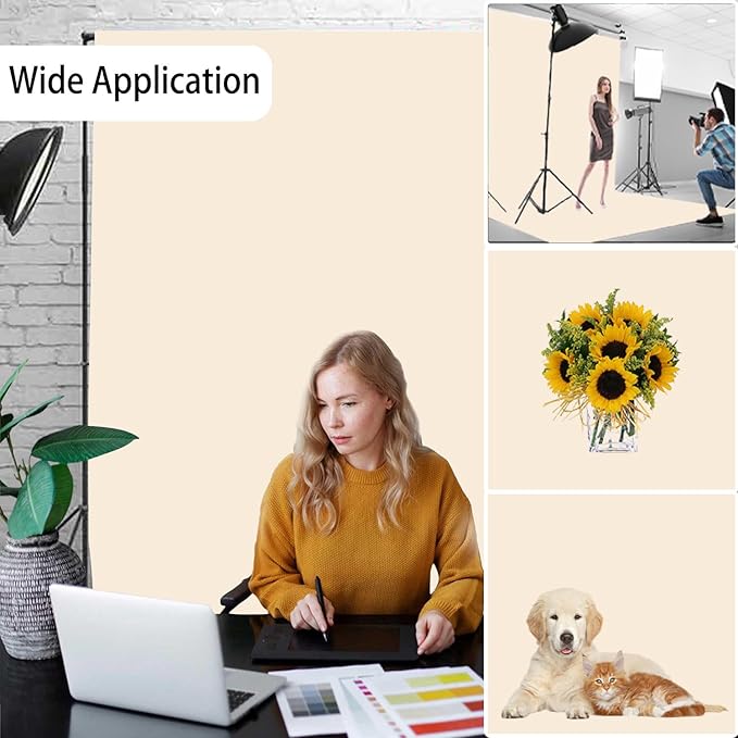 Cream Photography Backdrop for Photoshoot, Photo Backdrop Curtain, Perfect Cream Backdrops for Party Portrait Photoshoots Video Studio 8FTx10FT