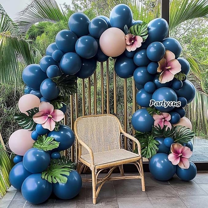 Dusty Blue Balloons Different Sizes Double Stuffed Dark Slate Blue Balloon Garland Arch Kit for Baby Shower Birthday Bridal Fall Halloween Party Decoration