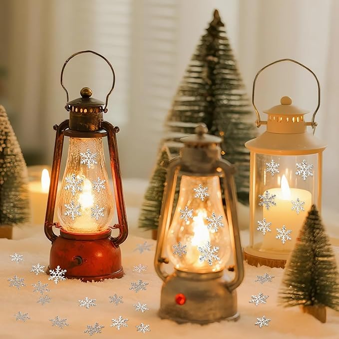 Christmas Snowflake Confetti Decorations,1200Pcs Silver Confetti Snow Party Pack for Christmas Winter Wonderland Table Centerpieces Wedding Birthday Baby Shower DIY Projects Decorations Supplies