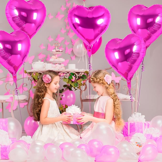 12 Pcs Heart Balloons,18 Inch Rosered Heart Foil Balloons Love Balloon Valentine Balloon for Birthday Party Wedding Engagement Party Baby Shower Valentine Day Decorations (rosered)