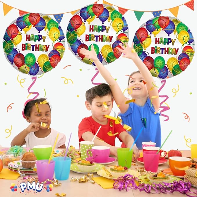PMU Happy Birthday Patterned 18 Inch Mylar-Foil Balloon Pkg/5