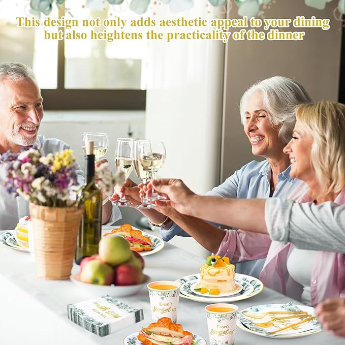 Pickmesh 400 Pcs Sage Green Farewell Party Supplies Include We Will Miss You Disposable Paper Plates Napkins Cups Cutlery for Coworkers Going Away Goodbye Retirement Party Decorations Serve 50