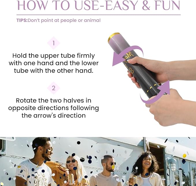 Confetti Cannon Black Gold 12 Pack Confetti Poppers 12 inch Celebrate Party Poppers Confetti Party Cannon for Anniversary Wedding Poppers Launchers, New Year's Eve, Birthdays and Weddings