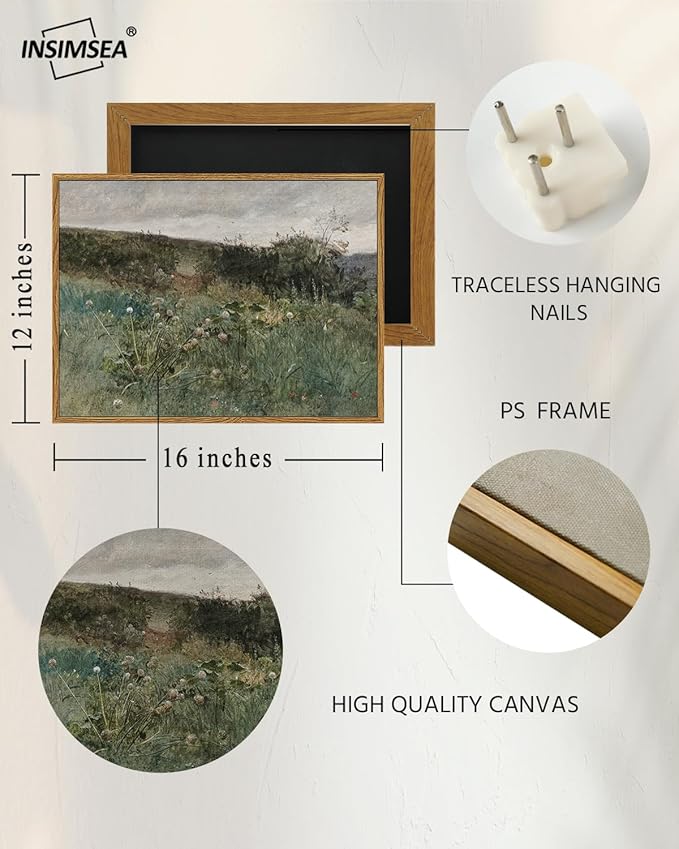 InSimSea Framed Canvas Wall Art Vintage Decor, Rustic Classical Paintings for Wall Decorations, Country Art Prints for Room Home Kitchen Farmhouse Bathroom Decor, 12"x16"