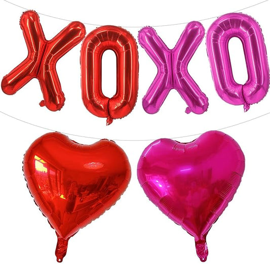 XOXO Balloons Red Pink XOXO Heart Balloons Valentines Day Decorations for for Valentines Day Bridal Shower Wedding Romantic Special Night Party Supplies Decorations