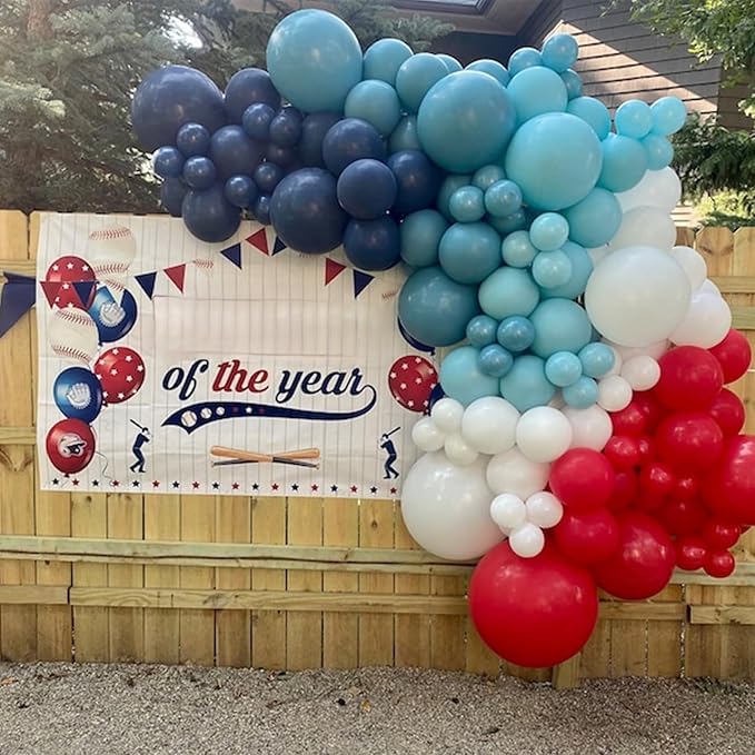 Red Blue White Balloons, 60 PCS 12 inch Navy Light Blue Red and White Balloons for Baseball Birthday Party Britain Sporting Patriotic Labor Memorial Day 4th of July Independence Day Decorations