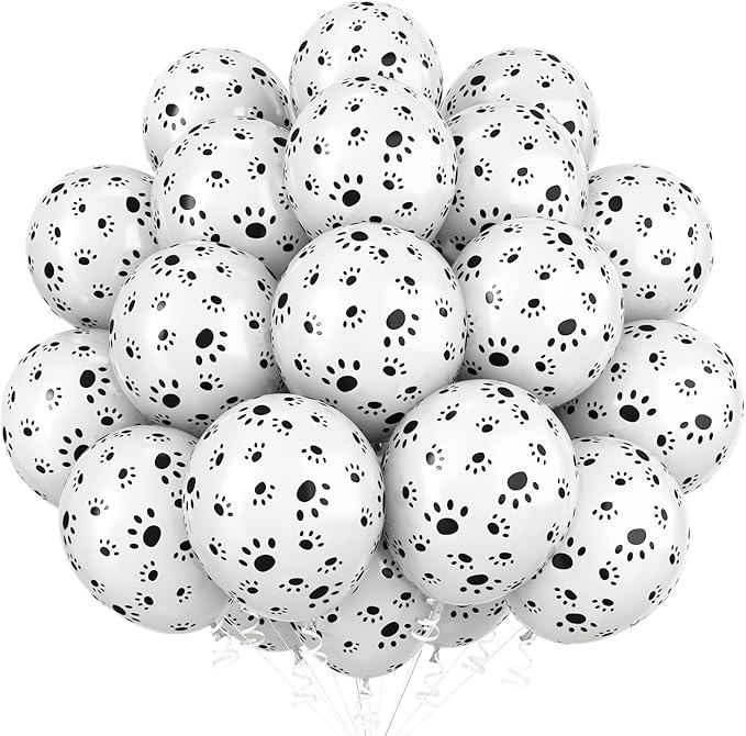 Dog Paw Print Balloons, Cute Puppy Pet Theme Birthday Latex Balloons for Boys Girls, Black White Dog Party Decorations Supplies for Kids Children Dogs Lover Farm Animal Theme Baby Shower Party Decor