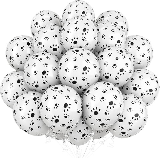 Dog Paw Print Balloons, Cute Puppy Pet Theme Birthday Latex Balloons for Boys Girls, Black White Dog Party Decorations Supplies for Kids Children Dogs Lover Farm Animal Theme Baby Shower Party Decor