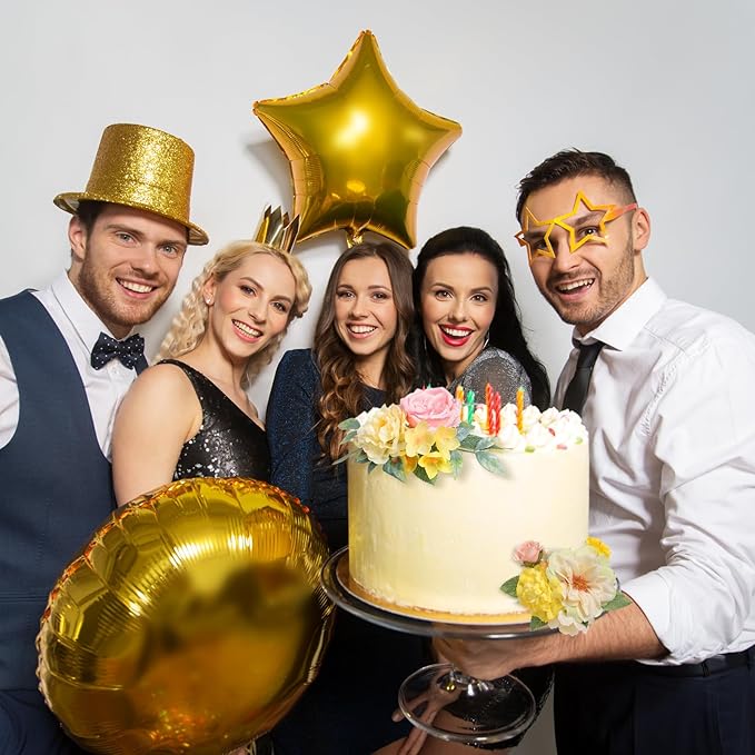 Cake Toppers Flowers,3 Pieces Hand-made Silk Flowers Cake Decorations for Birthday Baby Shower Wedding Valentine's Day Celebration Boho Party Supplies (Pink Yellow)