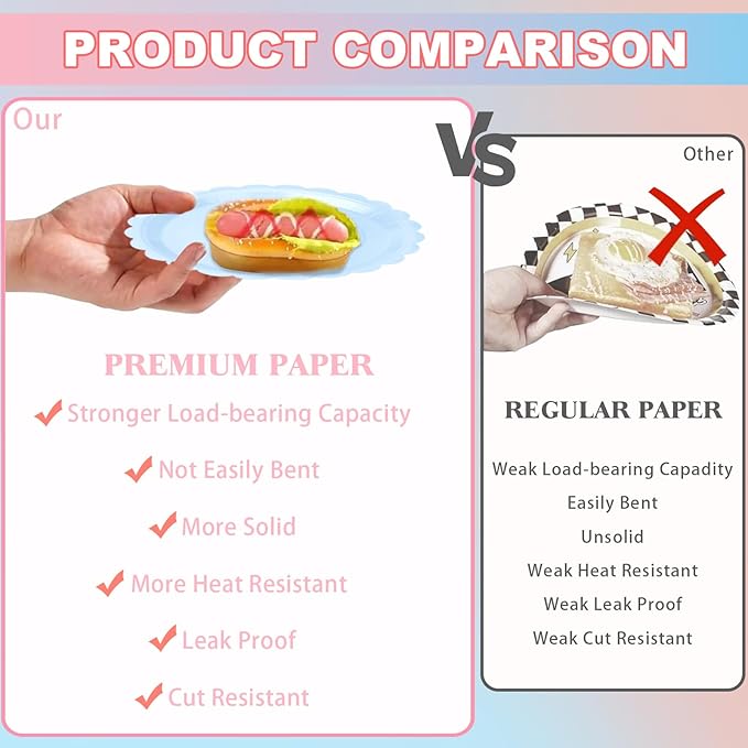 416 Pcs Pink And Blue Party Supplies - For 52 Guests Paper Plates And Napkins Knives Spoons Forks Cups - Disposable Small Scalloped Dinner Party Set Cutlery - For Baby Shower Bridal Shower Wedding