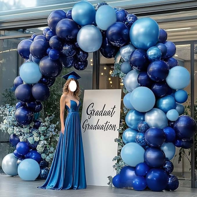 Royal Blue Balloon Garland Double Stuffed Dark Navy Blue Metallic Balloon Arch Kit for Christmas New Year Birthday Baby Shower Bridal Shower Wedding Graduation Party Decorations