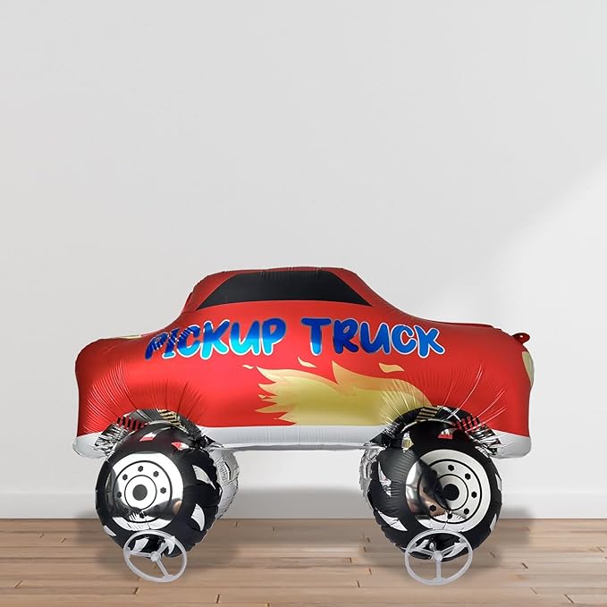 Walking Monster Truck Balloons, Self-Standing Large Truck Foil Balloons for Monster Truck Themed Party Birthday Baby Shower Decoration Supplies (Number 1)