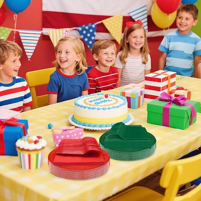 Red Paper Plates 9 Inch Set Disposable Red Birthday Dessert Dinner Plates and Napkins Party Supplies(75 PCS)