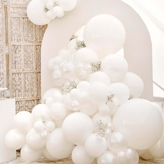 White Balloons 50 pcs 12 Inch Matte White Latex Balloons for Wedding Bridal Engagement Baby Shower Gender Reveal Easter Anniversary Birthday Christmas Party Decorations