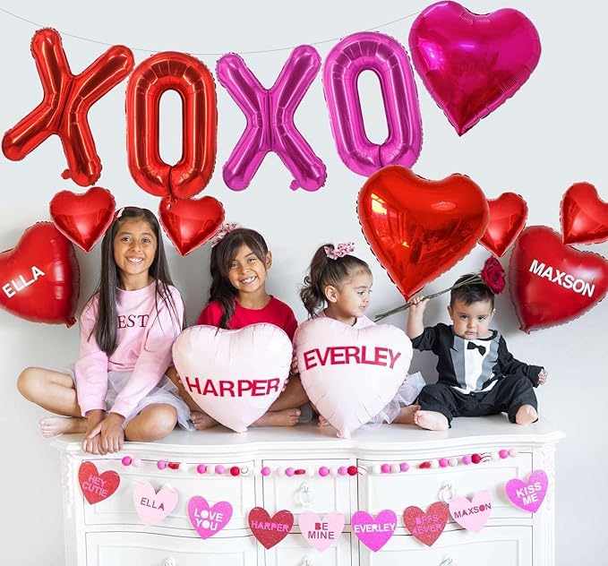 XOXO Balloons Red Pink XOXO Heart Balloons Valentines Day Decorations for for Valentines Day Bridal Shower Wedding Romantic Special Night Party Supplies Decorations
