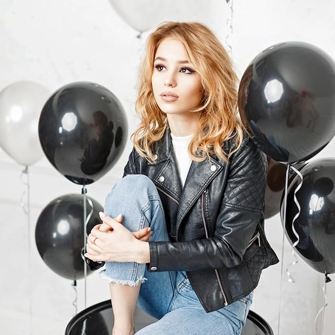 Black Balloons Party Decorations 100 Pack 12 inch Round Halloween Latex Balloons for Black Themed Wedding Graduation Anniversary Birthday Party Backdrop Decorations