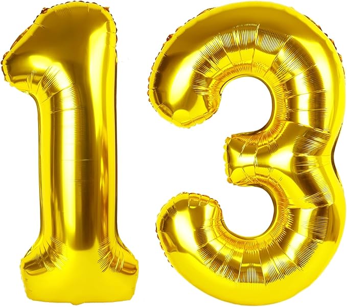 Large 40 Inch Gold 13 31 Number Balloon, 13 31 Gold Birthday Party Decorations, Numbers Three Foil Balloons for Anniversary Party Graduations Celebration Supplies