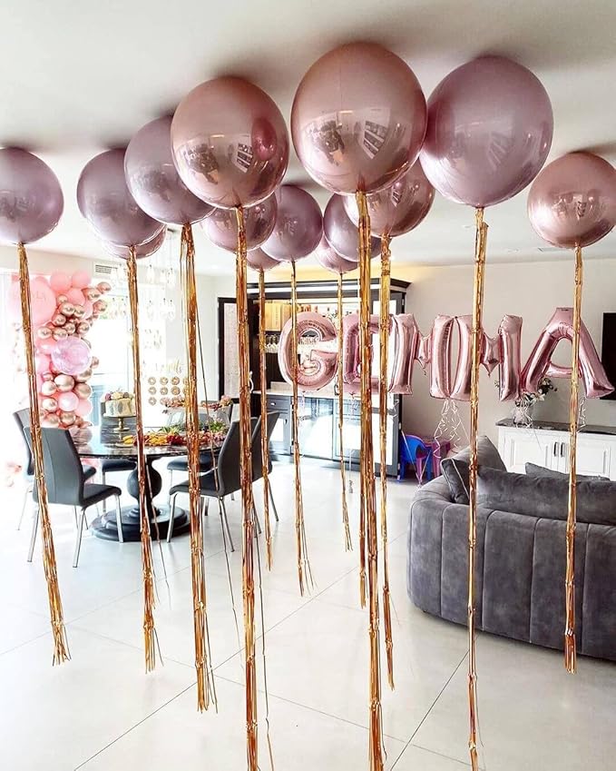 6 Pack Rose Gold 22 Inch 4D Foil Balloons Big 360 Degree Round Sephere Mylar Balloons Mirror Finish Metallic Balloons for Wedding,Birthday,Bachelorette,Baby Shower Decorations Party Supplies