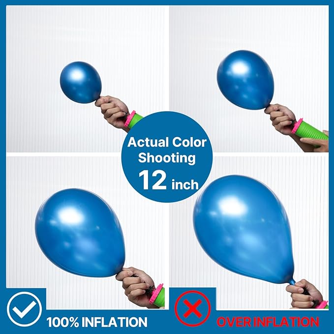 PartyWoo Metallic Blue Balloons 100pcs Different Sizes of 18 12 10 5 Inch Chrome Blue Latex Balloons for Graduation Wedding Baby Shower Wedding Bachelorette Birthday Party Decorations Blue-G106