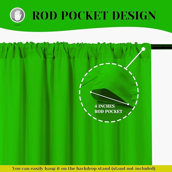 10ft x 8ft Green Screen Backdrop for Photography, High Density Backdrop Curtains, Backdrops for Photoshoot for Photography, Video Calls, Streaming, Gaming, Greenscreen Background, 5ft x 8ft, 2 Panels