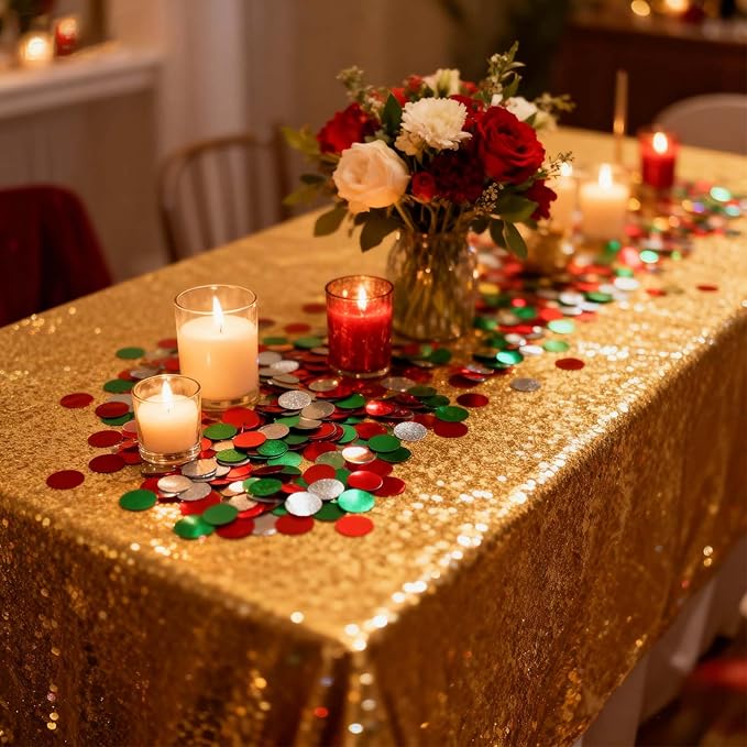 Red White Green Round Metallic Foil Confetti 8000 Pcs Multicolor Christmas Shiny Round Table Confetti for Wedding ，Graduation ，Party Decorations,60g of pack