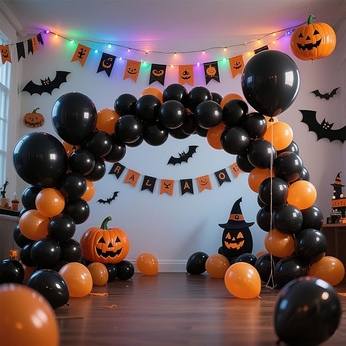 Black Balloons Party Decorations 160 Pack 5 inch Round Halloween Latex Balloons for Black Themed Wedding Graduation Anniversary Birthday Party Backdrop Decorations