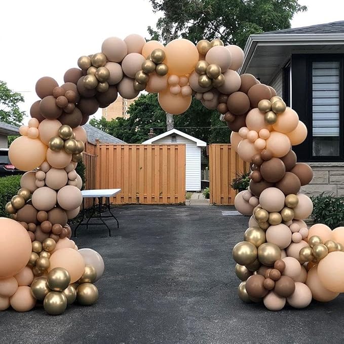Brown Gold Balloons, 12 inch Double Stuffed Brown Gold and Cream Beige Balloons for Neutral Baby Shower Boho Wedding Birthday Party Decorations