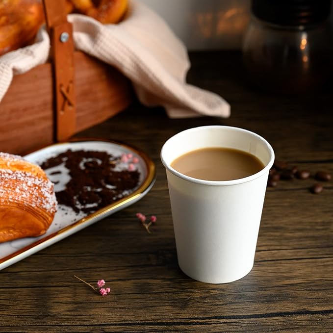 RACETOP Hot Paper Coffee Cups 12 oz [1000 Pack], Disposable Coffee Cups 12 oz, Upgraded Weight Of Paper, White