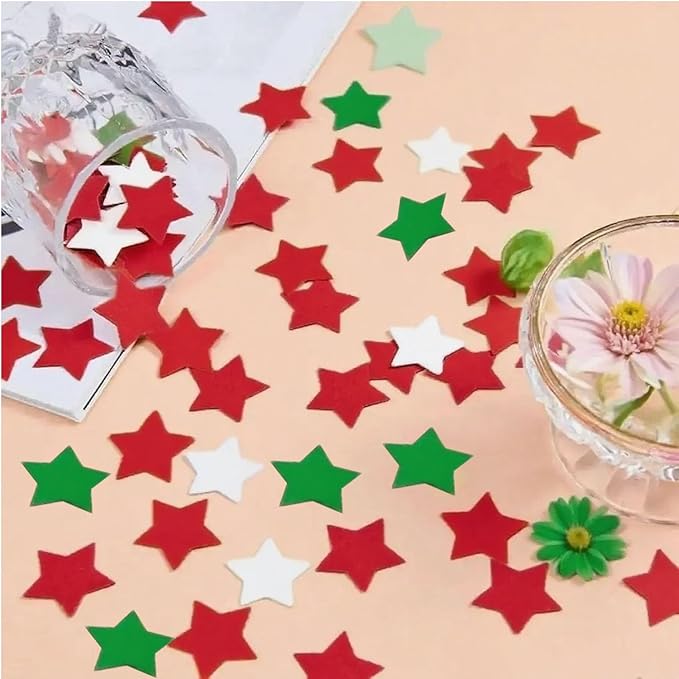 Red White Green Star Confetti 0.78inch/2cm 8000PCS Table Confetti for Christmas Party Birthday Decoration or Filled Balloons
