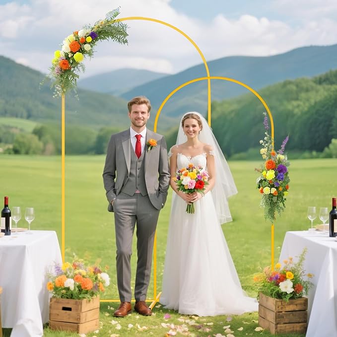 Set of 2 Backdrop Stand Cover Metal Arch with Cover Black Arch Covers 6&7.2ft Wedding Arched with Covers Metal Arches Backdrops Stand for Wedding Banquet Ceremony Reception Decor