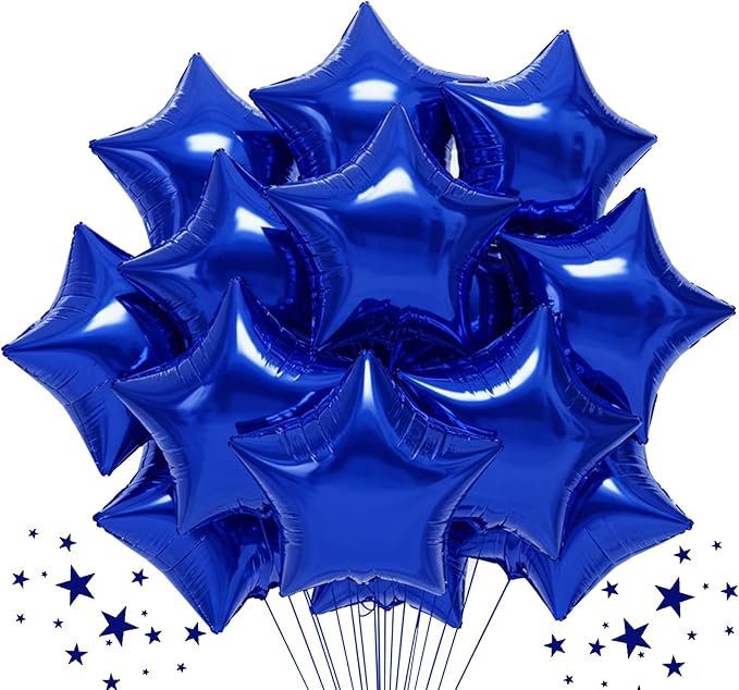 TONIFUL 30Pcs 18 Inch Navy Blue Star Shape Foil Balloons Big Dark Blue Stars Helium Mylar Ballons for Birthday Wedding Baby Shower Anniversary Engagement Party Decorations Suppliess