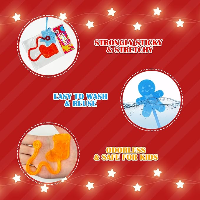 200 PCS Bulk Christmas Giveaways for Kids,Sticky Hands Toys Gifts for Toddlers,Christmas Party Favors Supplies Goody bag Stocking Stuffers for Boys Girls,School Classroom Daycare Prizes for Students