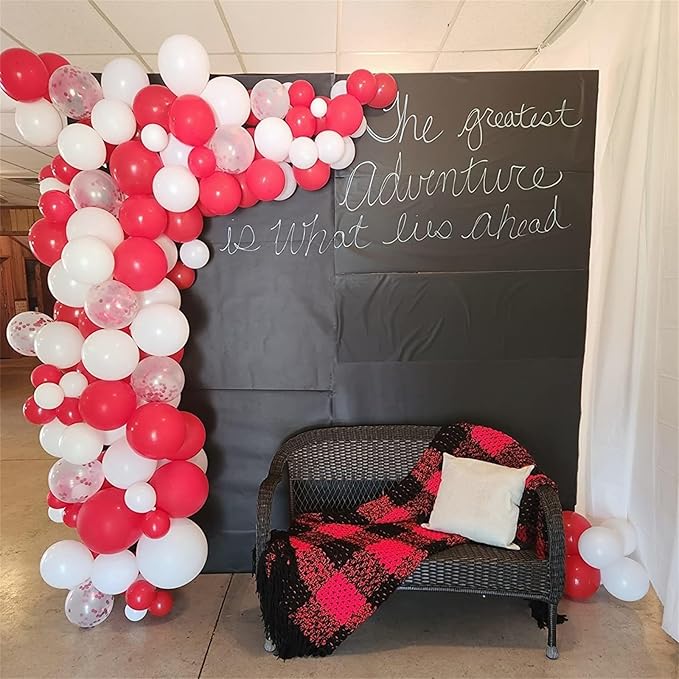 12 Inch Red White Confetti Latex Balloons Set, 35 Pack - Helium Party for Girls Women Birthday Wedding Christmas Valentine's Day Decoration