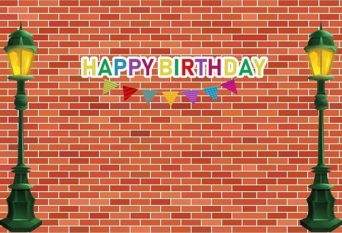 7x5ft Red Brick Wall Street Backdrop Cartoon Photography Backdrops Happy Birthday Party Background Party Decors Decorations Baby Shower Table Banner Background