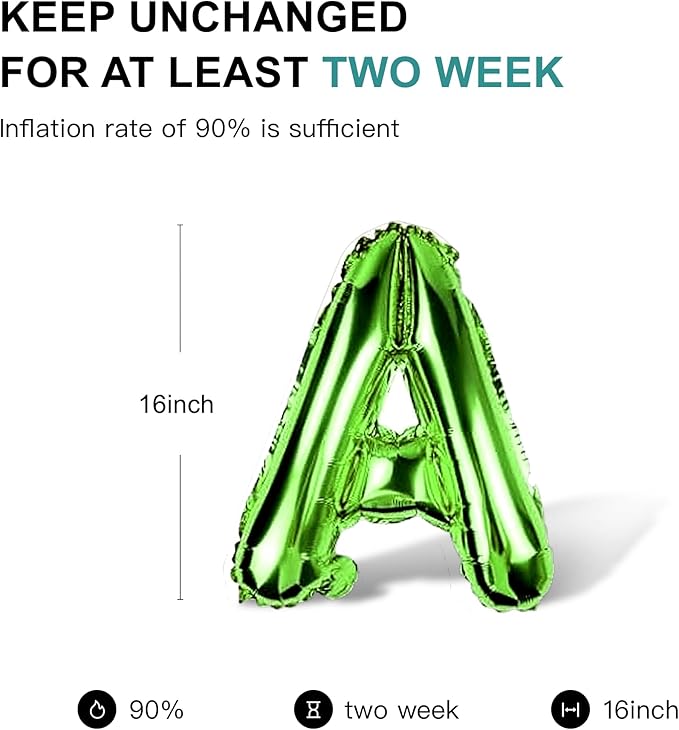 58 PCS Letter Balloons Alphabet Letters 2 Sets A- Z & 1 Sets AEIOU 16 - Inch Mylar Foil Balloons Set for Wedding/Birthdays/Annivs/Grads party Decoration Banner Custom Phrase (green)
