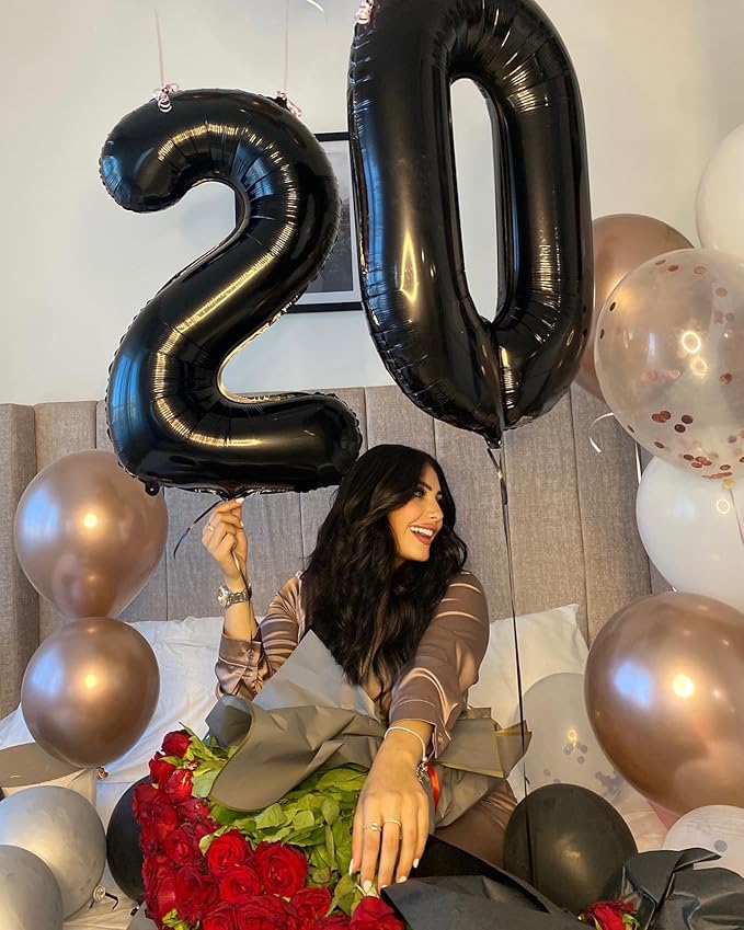 10 Balloon Number, Black Number 10th Birthday Balloons 40 Inch, 10 Years Old Black Birthday Decorations for Boys Girls, 10th Anniversary Decorations