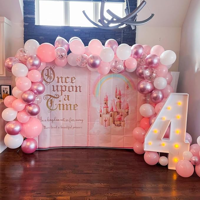 Pink Balloons Set, 12 Inch Metallic Light Baby Pink and White Balloon, Pearlpink Ivory Latex Balloons for Girls Women Birthday Baby Shower Wedding Valentine Bachelorette Easter Christmas Party Decor