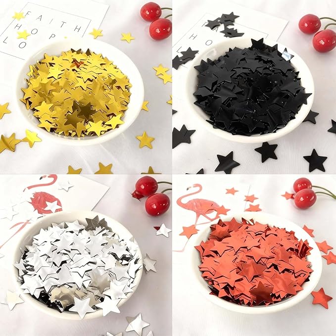 Black Metallic Foil Star Confetti 0.78inch/2cm 8000PCS Table Confetti for Party Birthday Decoration or Filled Balloons