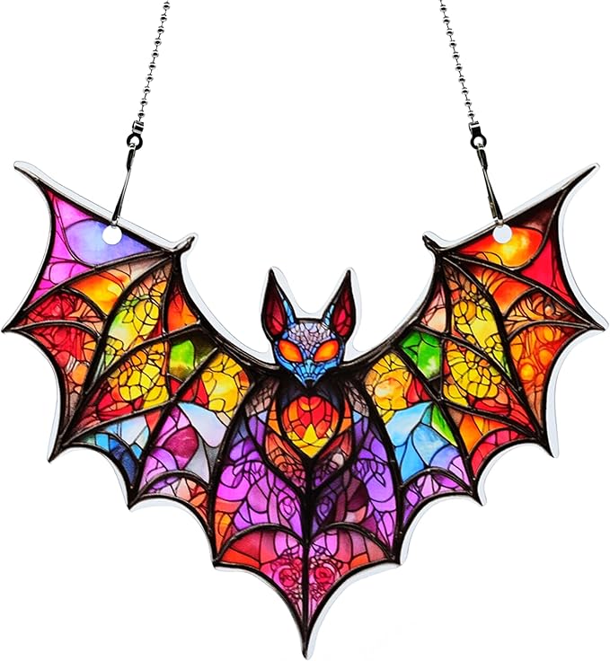 Bat Halloween Ornaments Colorful Window Hanging Decorations Home Wall Decor for Indoor Outdoor
