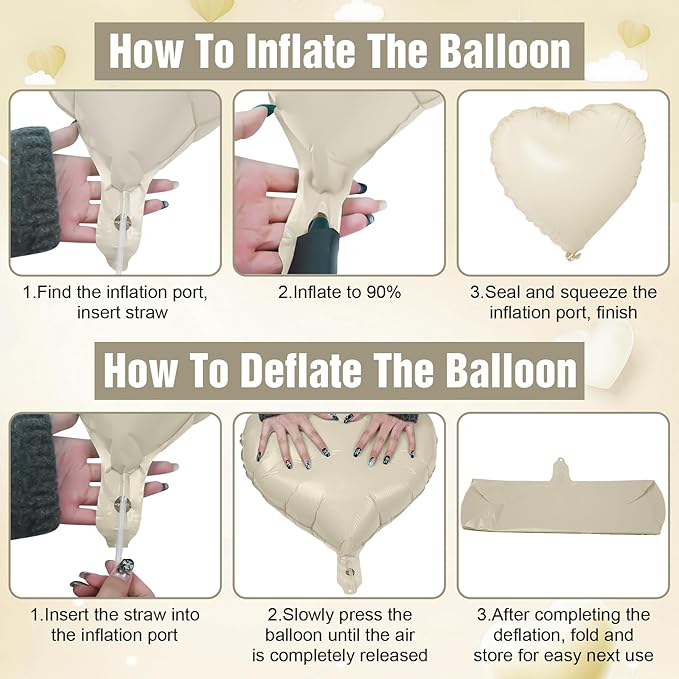 Sage Green White Heart Balloons,10Pcs Sand White Foil Heart Shaped Balloons,18Inch Olive Green Helium Balloon for Valentines,Engagement,Birthday,Baby Shower,Wedding Party Decorations