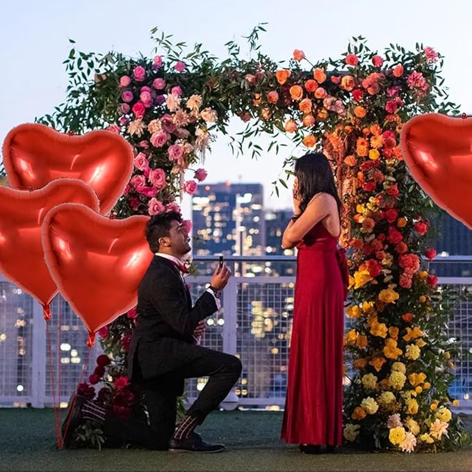 TONIFUL 6Pcs 32 Inch Red Heart Balloons Valentine’s Day Heart Shape Foil Mylar Balloons Decoration for Romantic Valentine's Day Wedding Bridal Shower Anniversary Engagement Party Supplies