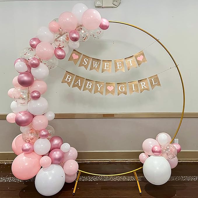 Pink Balloons Set, 12 Inch Metallic Light Baby Pink and White Balloon, Pearlpink Ivory Latex Balloons for Girls Women Birthday Baby Shower Wedding Valentine Bachelorette Easter Christmas Party Decor